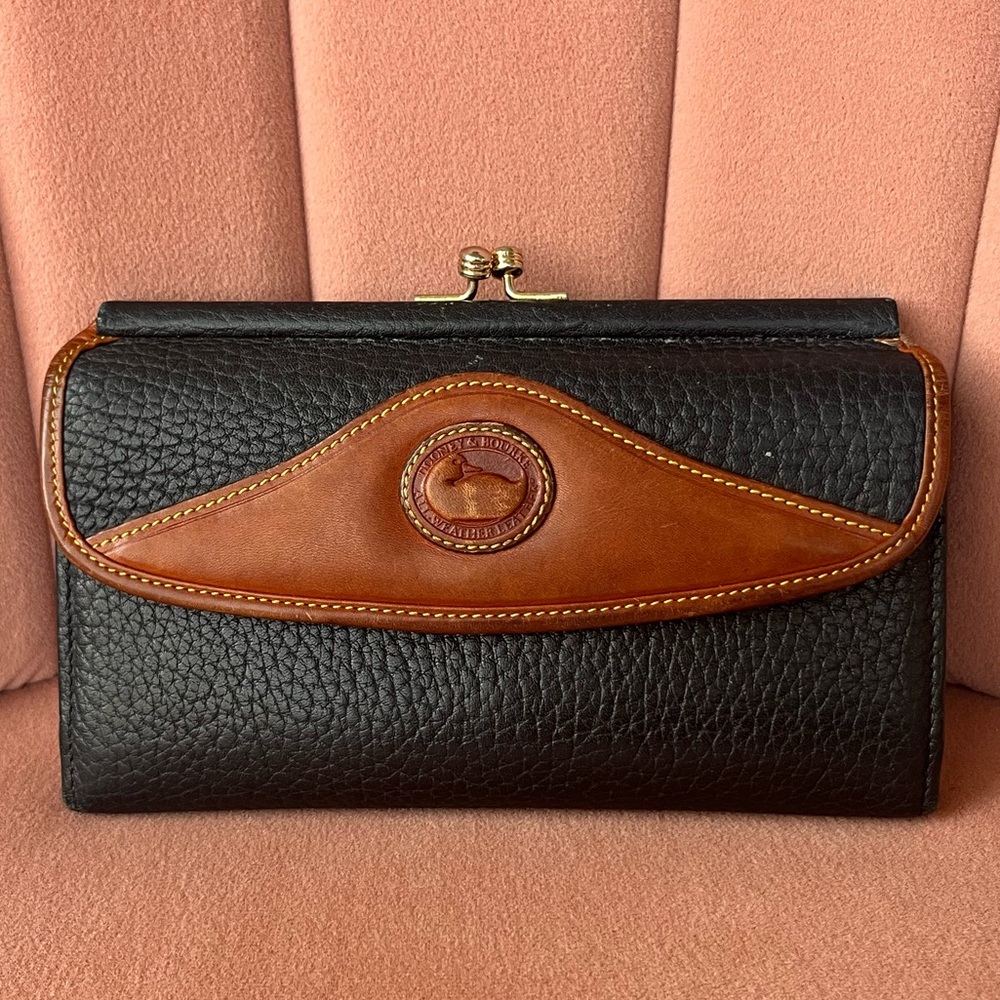 Dooney & Bourke Vintage All Weather Black Duck Long Wallet with Coin Purse
